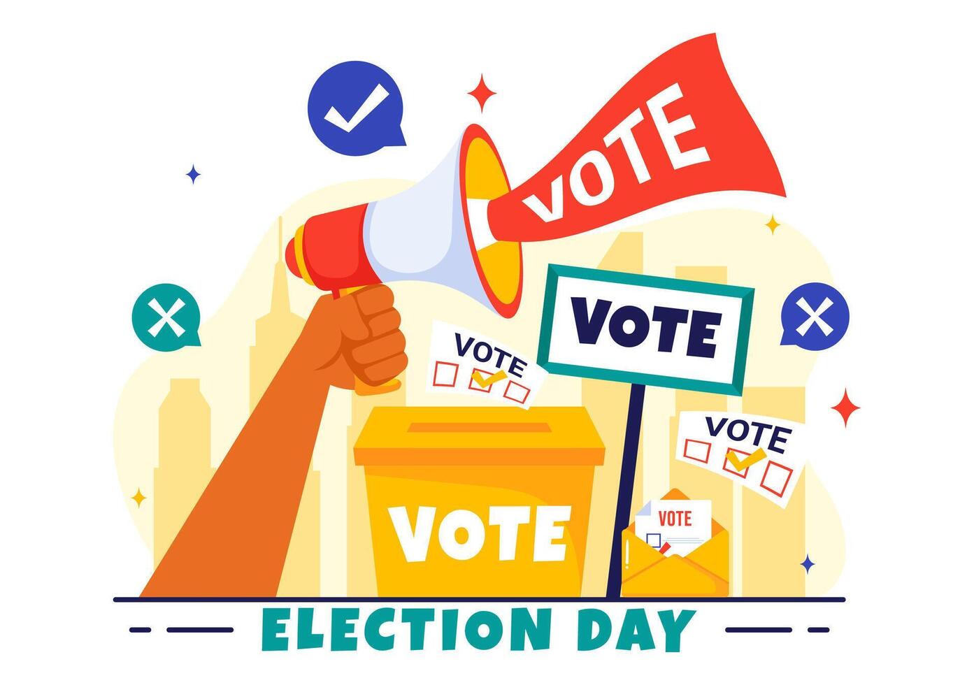 Election Voting Process Illustration with Voters Participating in a Global Poll in Flat Style vector