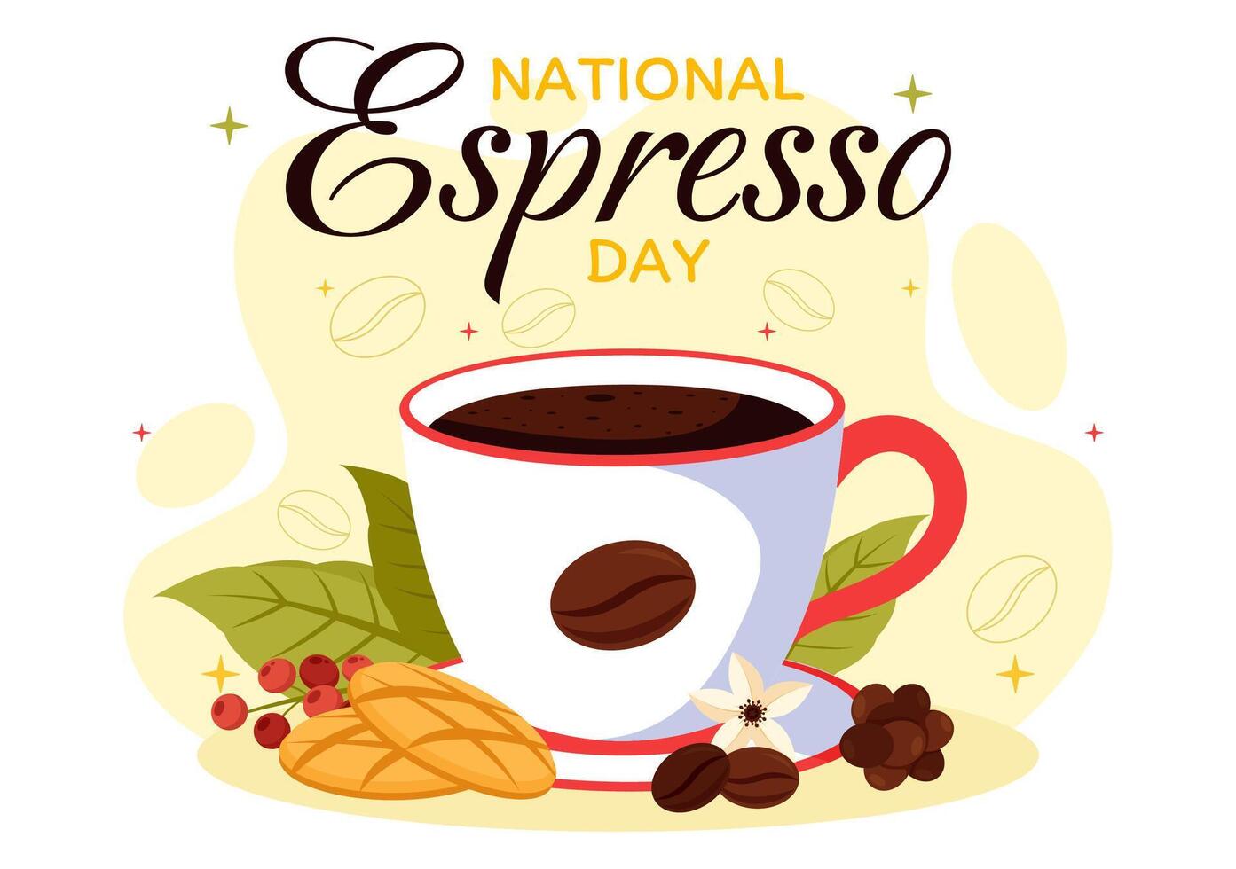 November 23 Espresso Celebration Illustration with Coffee Beans in Flat Cartoon Background vector