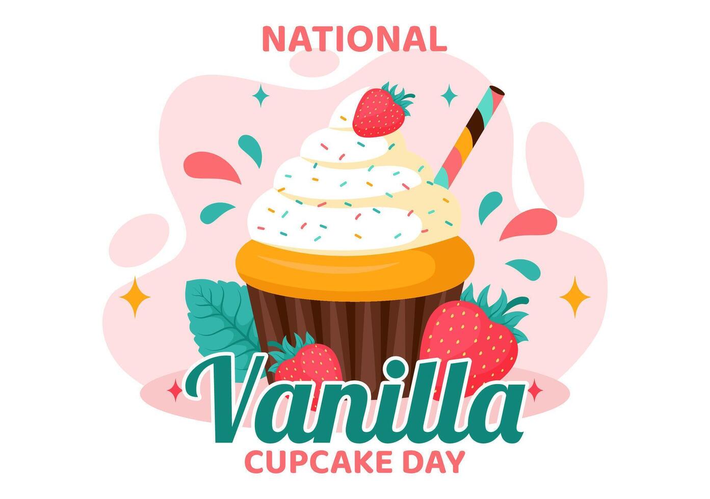 Cupcake Celebration Art for National Vanilla Cupcake Day with Sprinkles vector