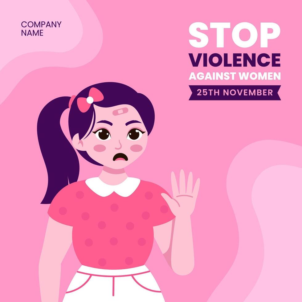 Support Against Violence Toward Women Social Media Background Flat Style Illustration vector