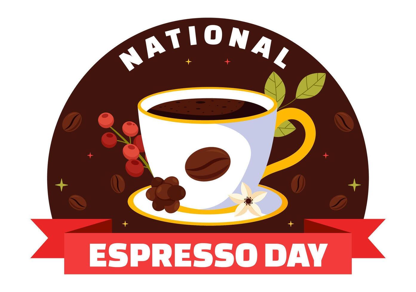 National Coffee Day Illustration with Espresso Cup and Beans for November 23 vector