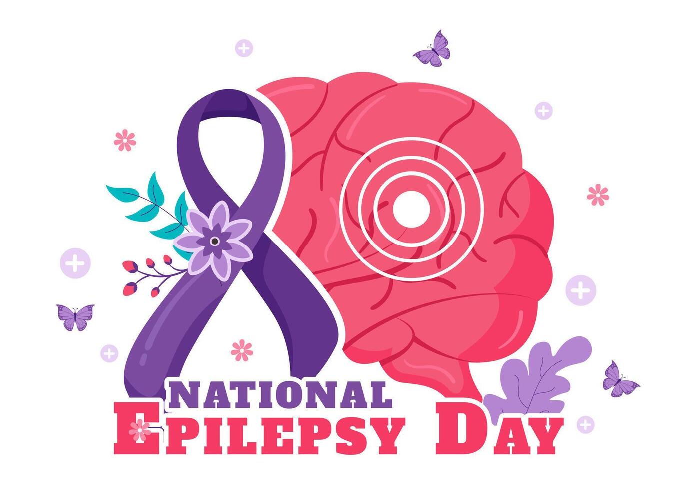 World Epilepsy Day Illustration with Brain and Nervous System Focus in a Flat Cartoon Style vector