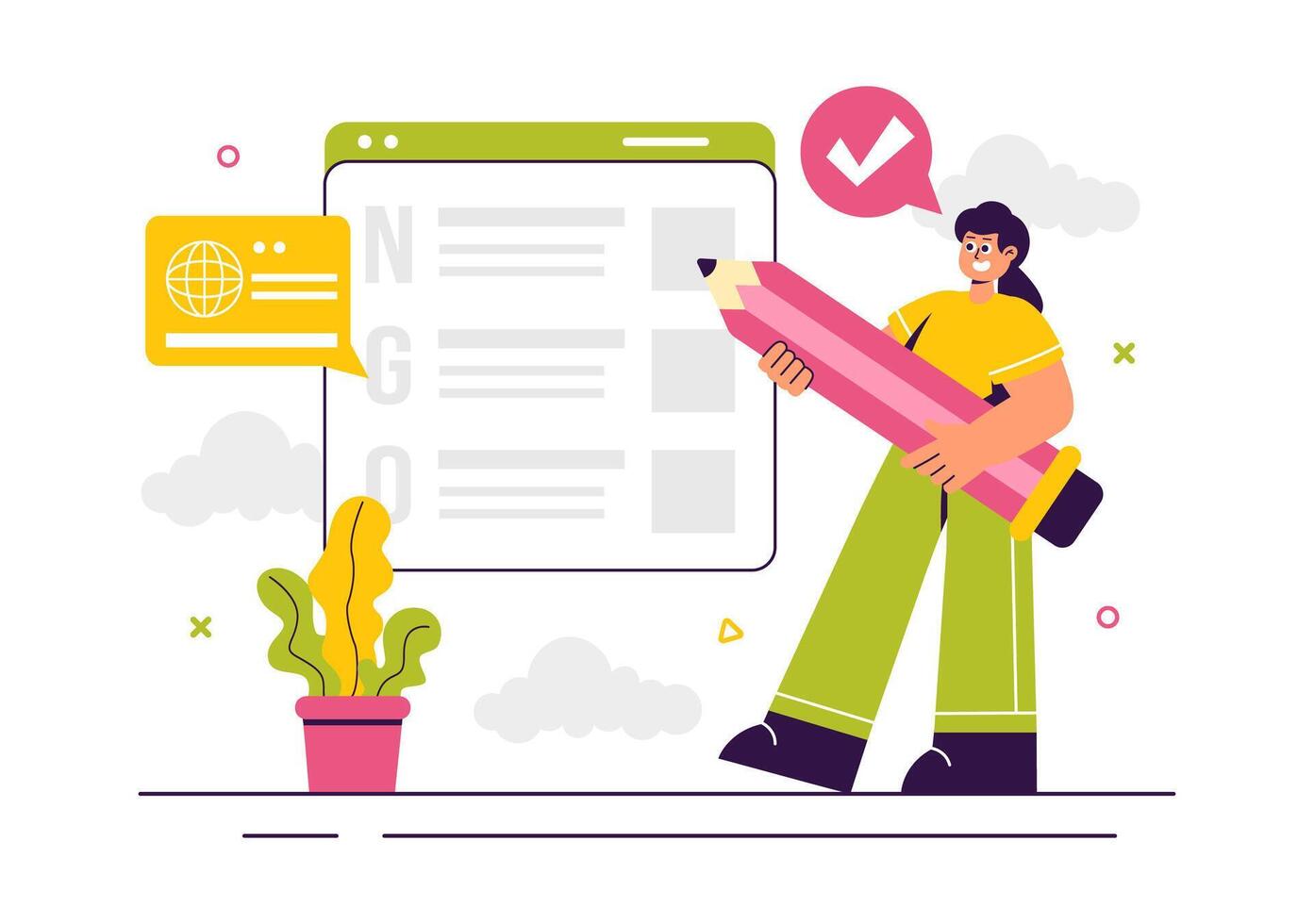 Illustration of a Non-Governmental Organization for Humanitarian Aid in Flat Style vector