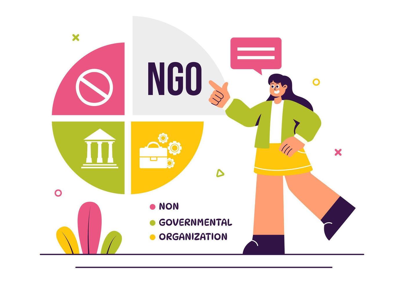 NGO and Non-Profit Organization Illustration for Social Causes in Flat Style vector