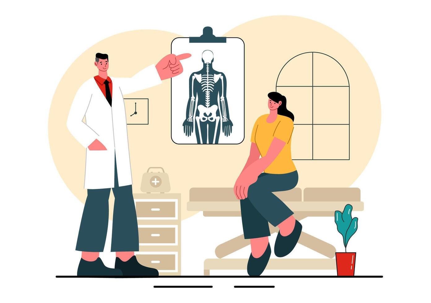 Rehabilitation Illustration of a Chiropractor Performing Therapeutic Exercises with a Patient in Flat Style vector