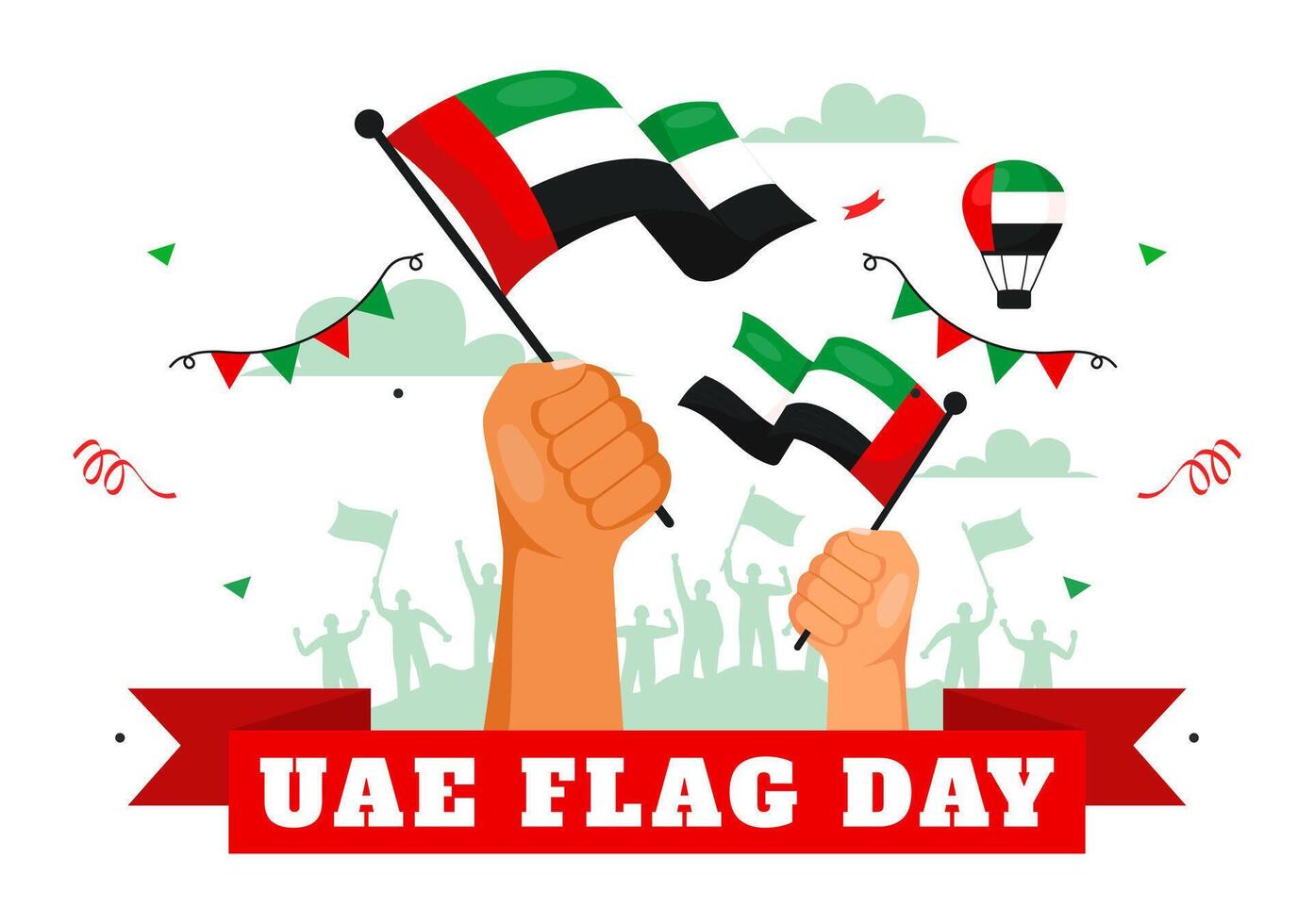UAE National Flag Day Illustration with Ornaments and Flags in Flat Cartoon Background for November 3rd vector