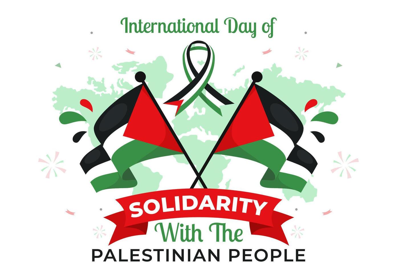 International Day of Solidarity with Palestinians Illustration Featuring the Palestine Flag in Flat Style vector