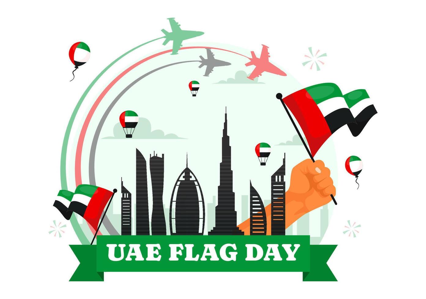 UAE National Flag Day Illustration with Decorative Ornaments on November 3rd in Flat Cartoon Style vector
