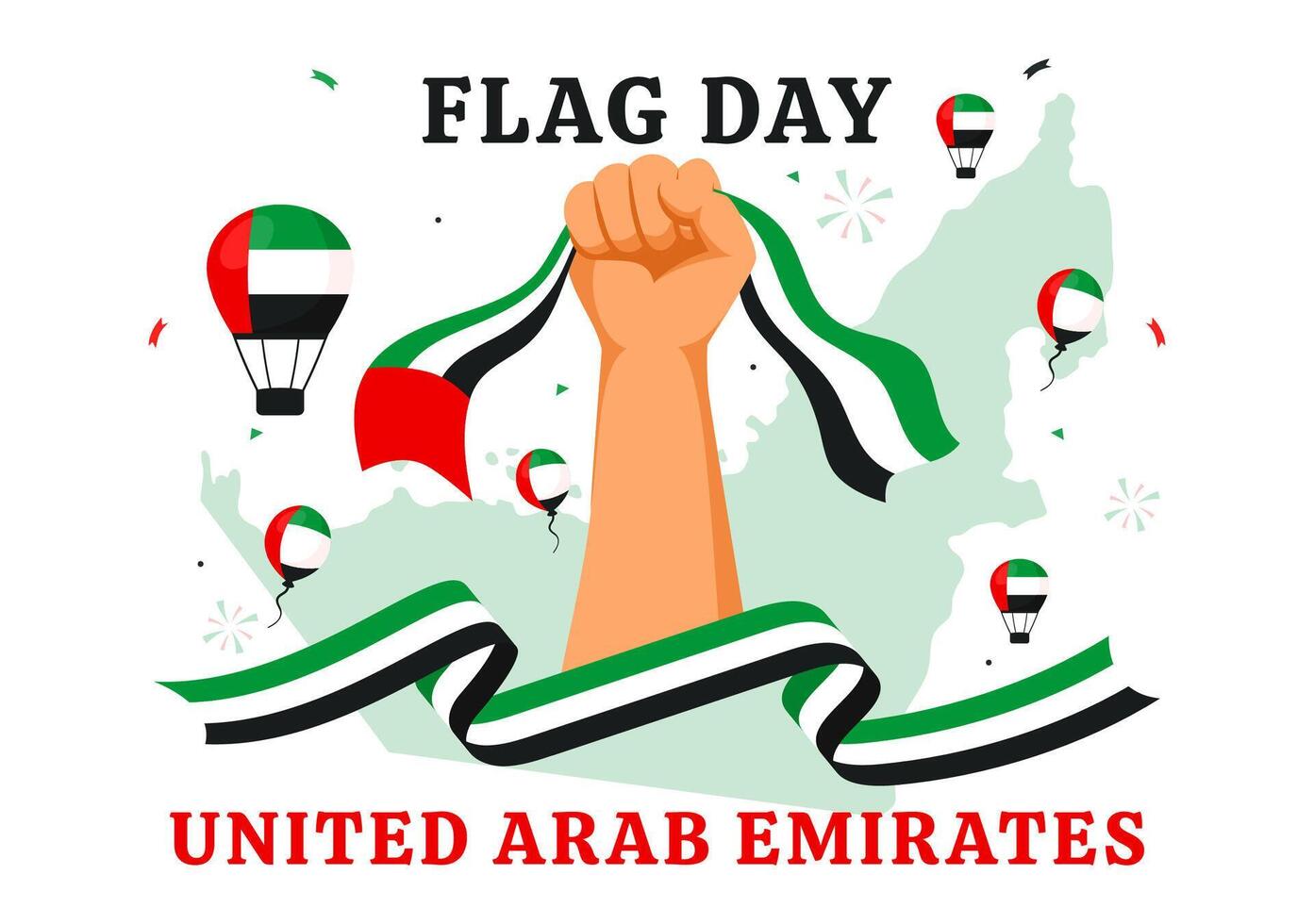 UAE Flag Day Celebration Illustration on November 3rd with National Flags and Flat Style Ornaments vector