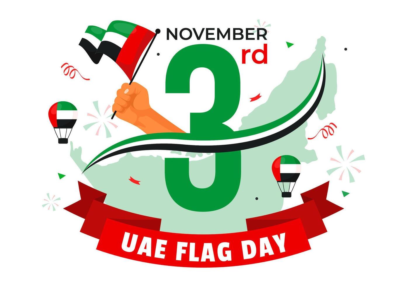 Flag Day Celebration in UAE on 3rd November Illustration with National Symbols in Flat Style vector