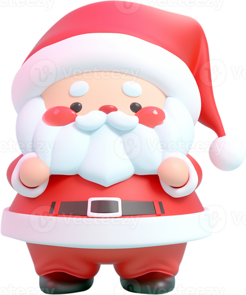 Cute 3D plastic Santa Claus character. Isolated 3D object. png