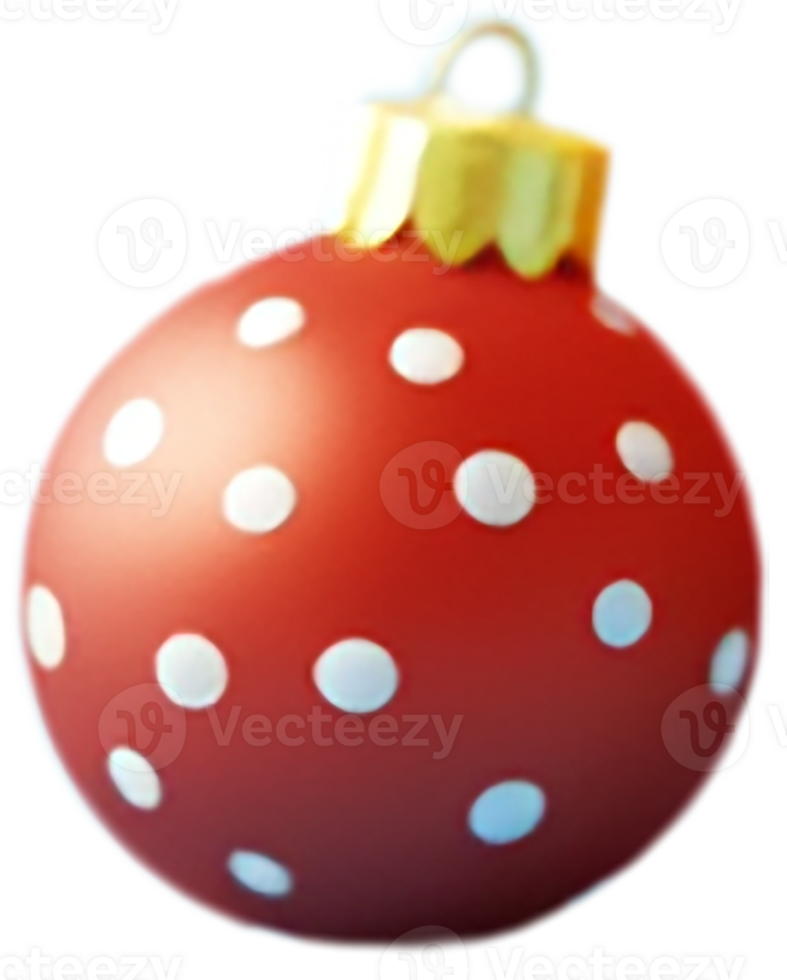 Red 3D plastic polka dot bauble. Isolated 3D object. png