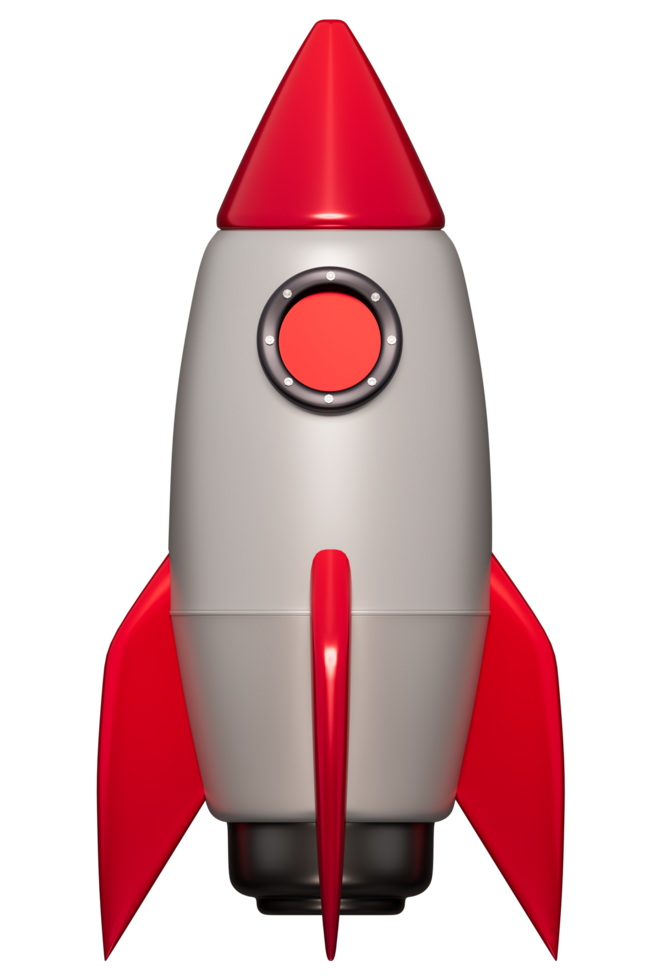 3D realistic Launch of a red rocket launch, Booster startup and Developer concept, 3d illustration png
