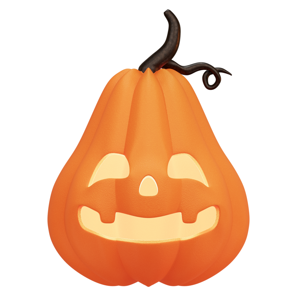 3D halloween pumpkin smile carving element decoration for Halloween day with Jack O Lantern concept png
