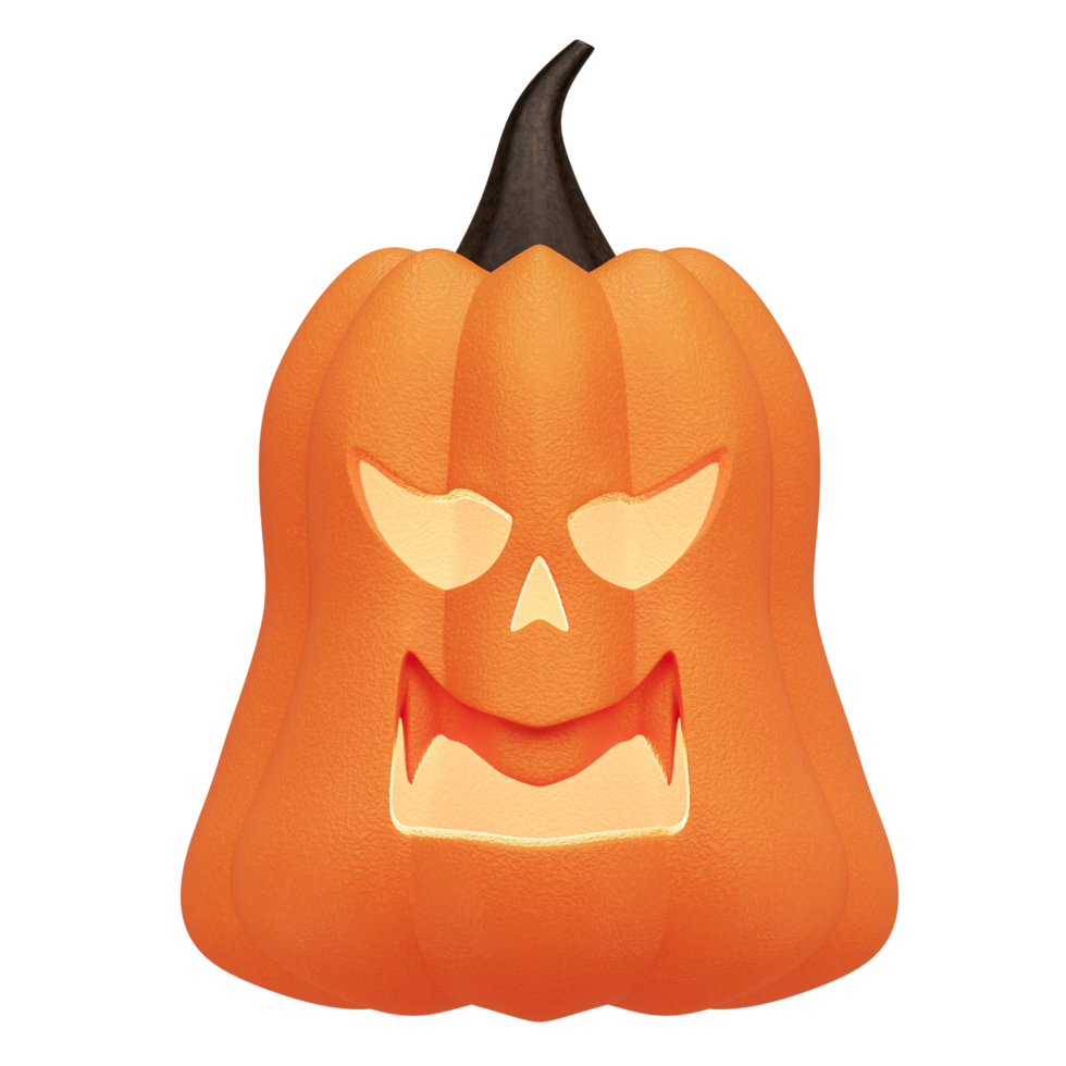 Pumpkin halloween carved 3D character isolated on transparent backgrounds, Jack O Lantern concept png