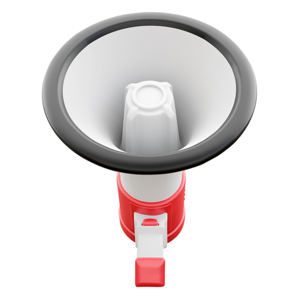 Red Megaphone isolated, 3d rendering with Clipping path. png