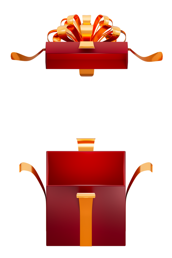 Open surprise, Box gift open red, Boxing day sale concept, Front view, 3d illustration png