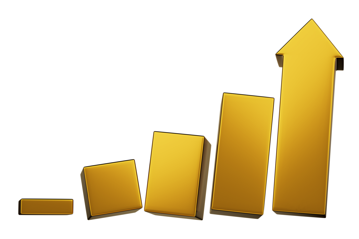 3D Photo Gold bar graph chart on transparent background Financial and Investment statistics are showing a better trend concept png