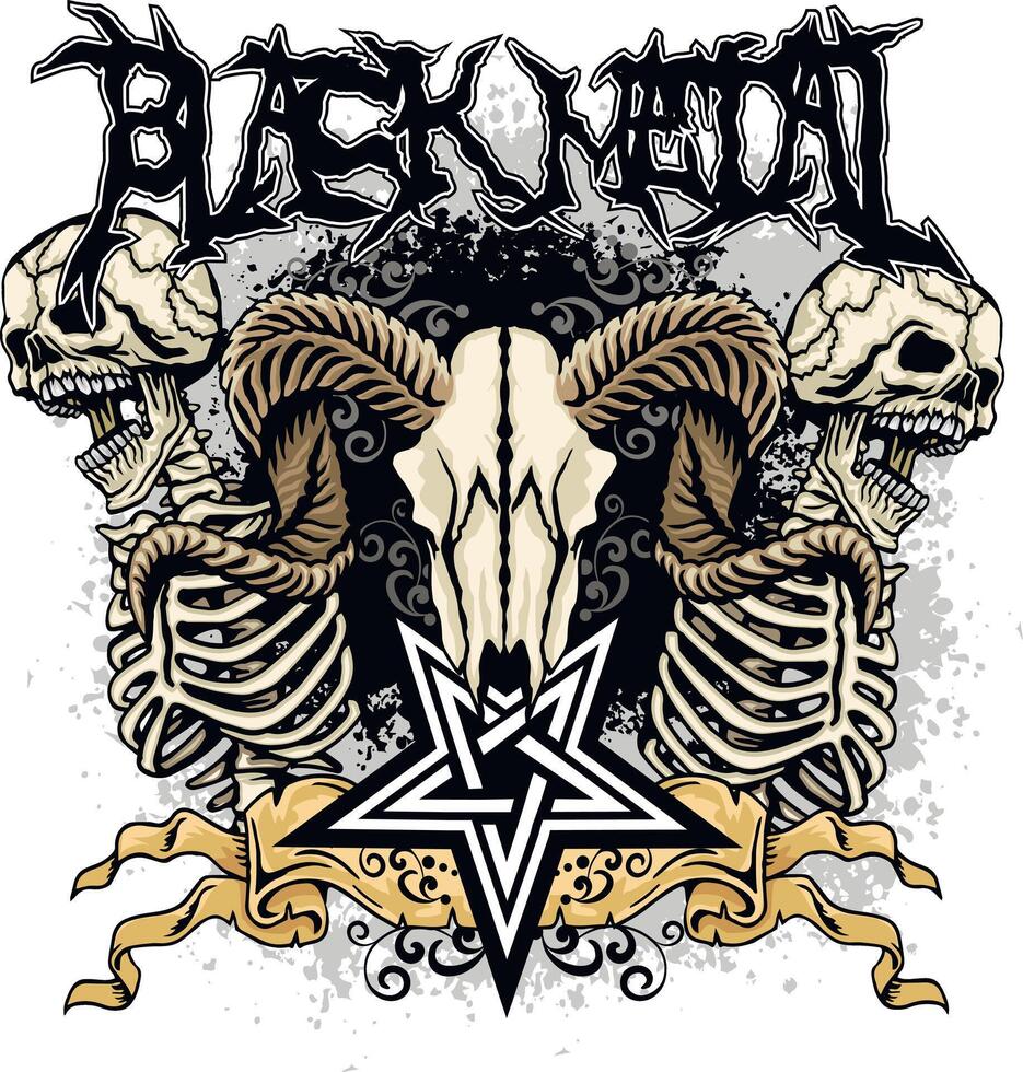 grunge ram skull and skelitons vector