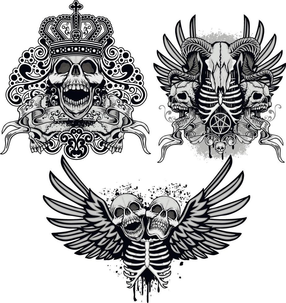 Set, skulls and thorax vector