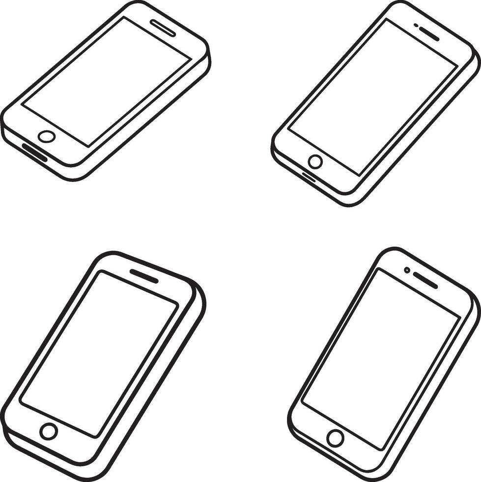 Smartphone technology linear icon set. vector