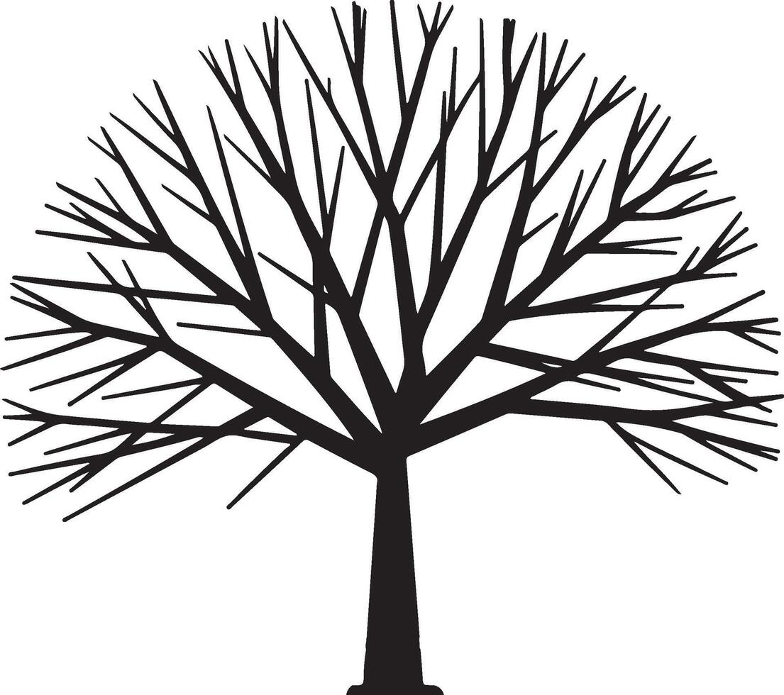 black trees without leaves isolated on transparent background, vector