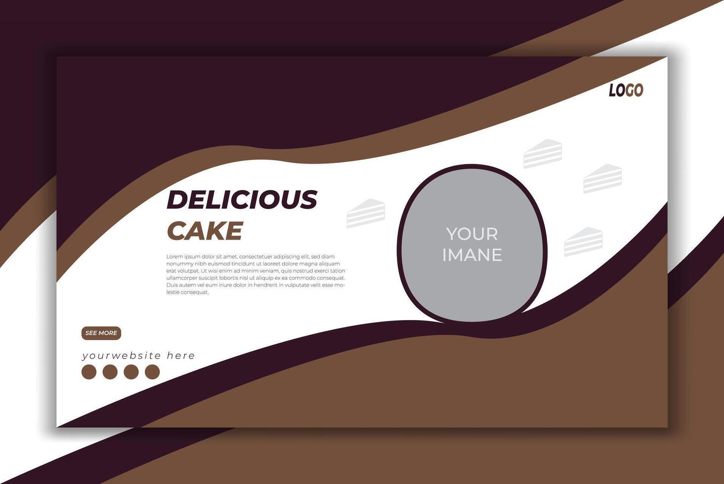 Delicious cake social media banner design template vector