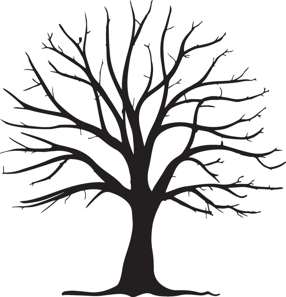 tree without leaves transparent background, Black silhouette of a tree vector