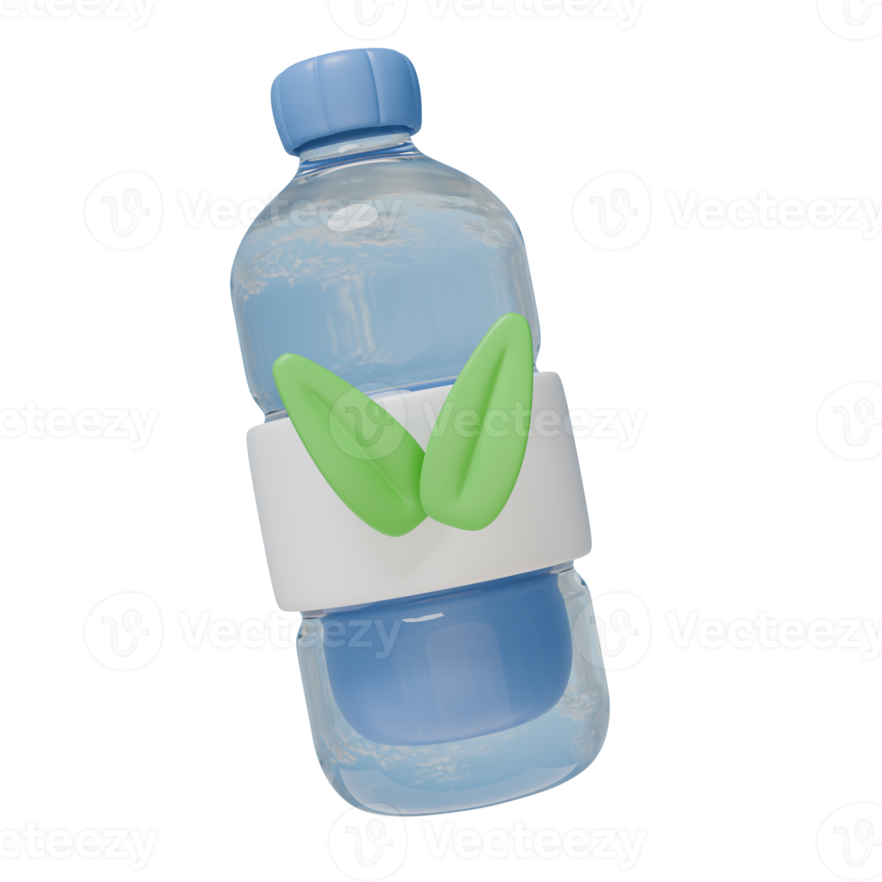 3D Render Icon Recycle Water Bottle. Ecology Nature Care Environment Concept. 3D Illustration Design Web Mobile App png