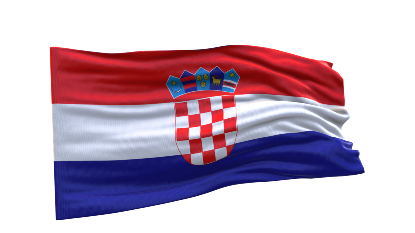 Croatia Flag 3d render waving fabric textured clipart transparent background image png