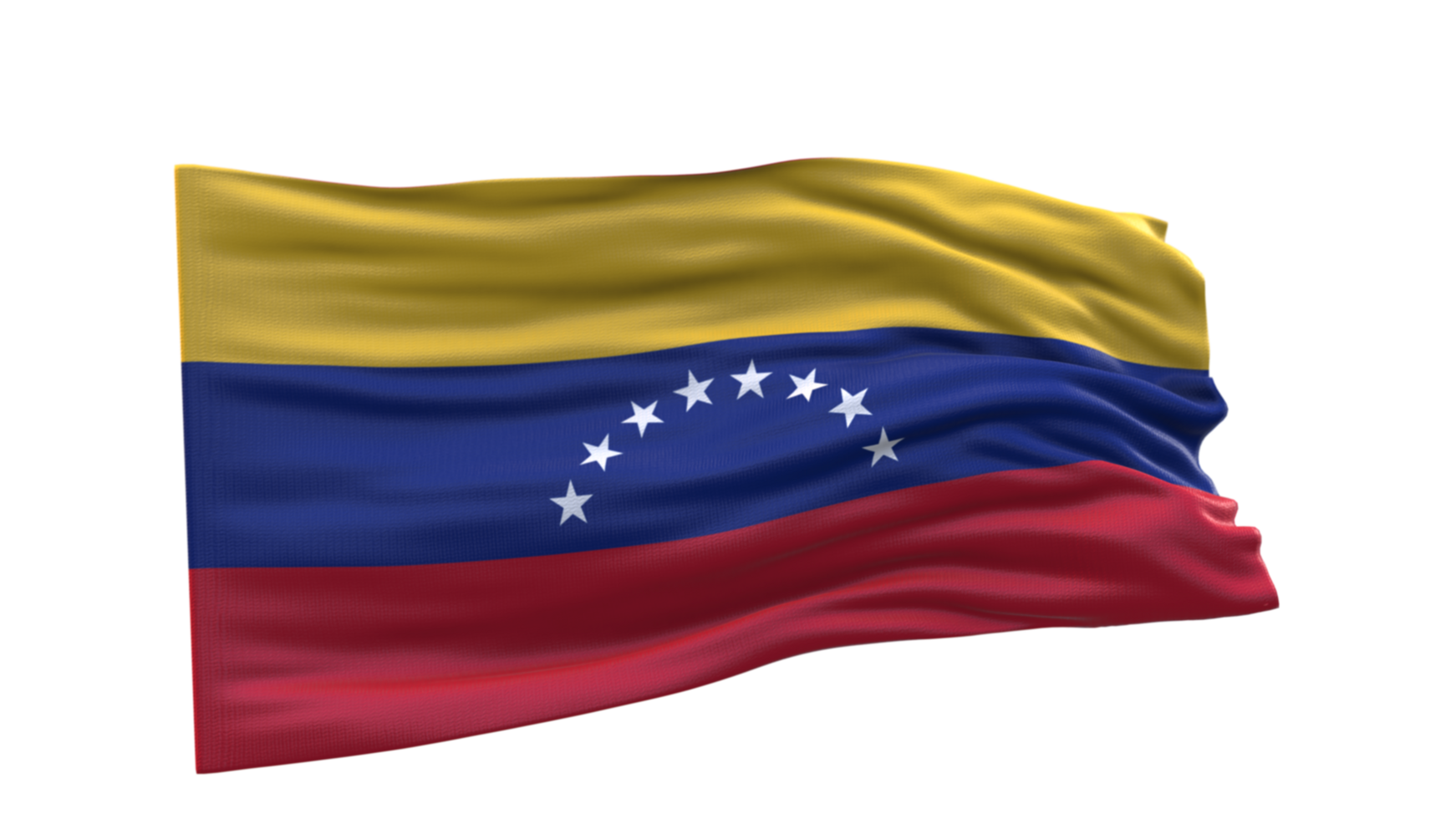 Venezuela Flag 3d render waving fabric textured clipart transparent background image png