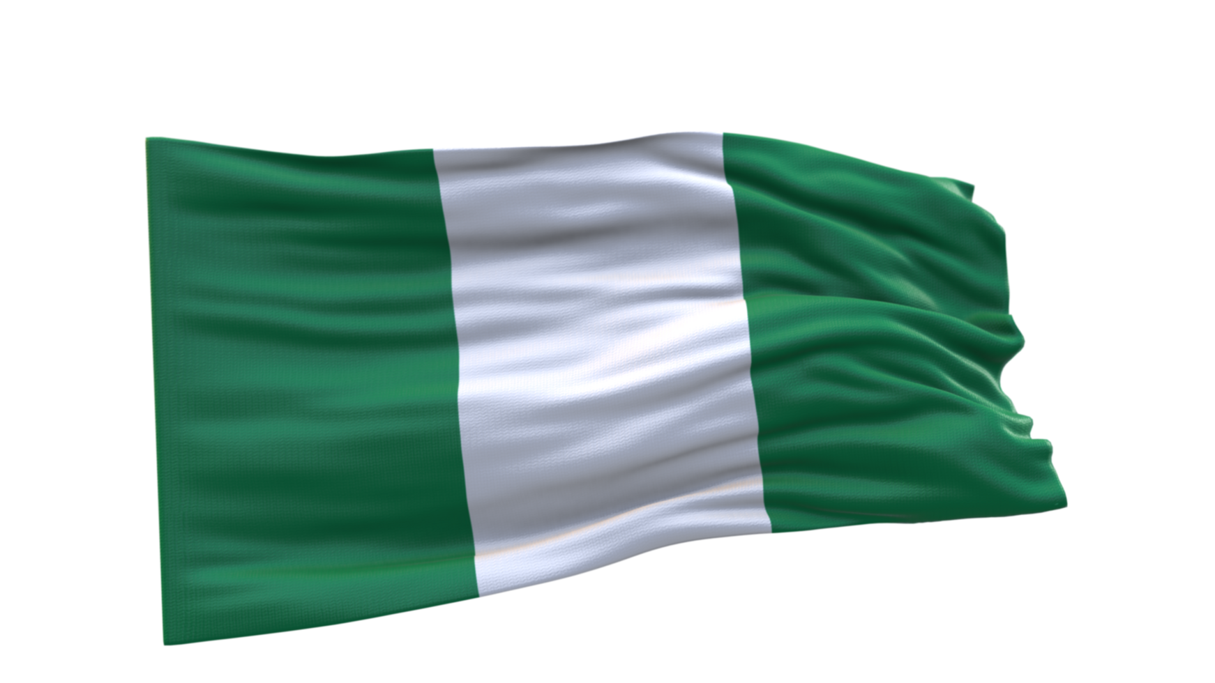 Nigeria Flag 3d render waving fabric textured clipart transparent background image png