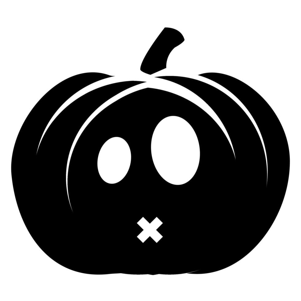 Cute pumpkin silhouette with scared face for your design for the holiday Halloween. Halloween celebration. Halloween pumpkin face. vector