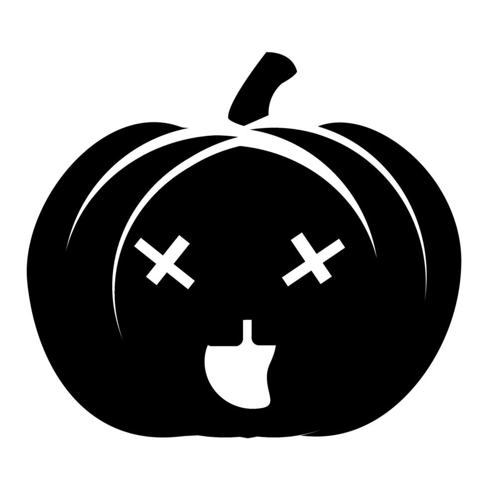 Horror pumpkin silhouette with crazy face for your design for the holiday Halloween. Halloween celebration. Halloween pumpkin face. vector