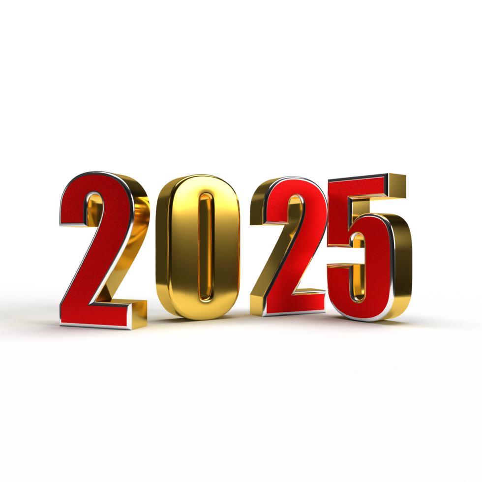 Happy New Year 2025 matel made 3d text png