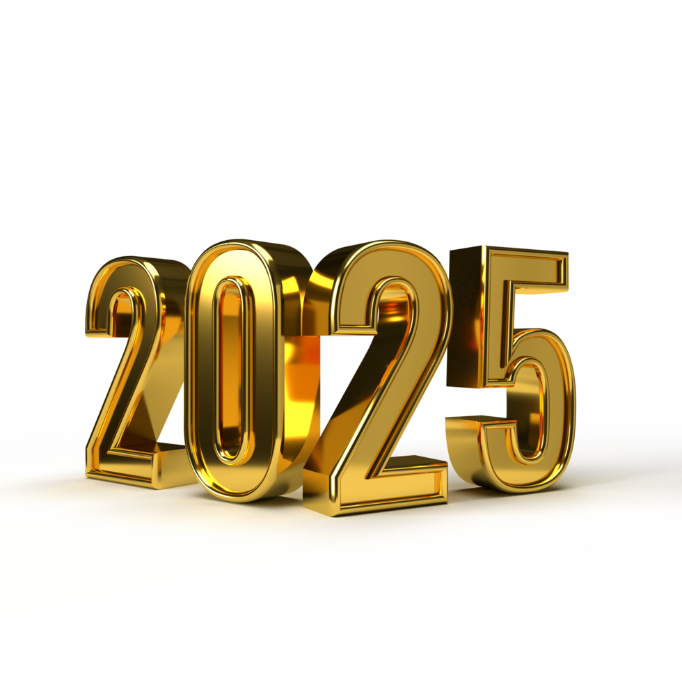 Happy New Year 2025 matel made 3d text png