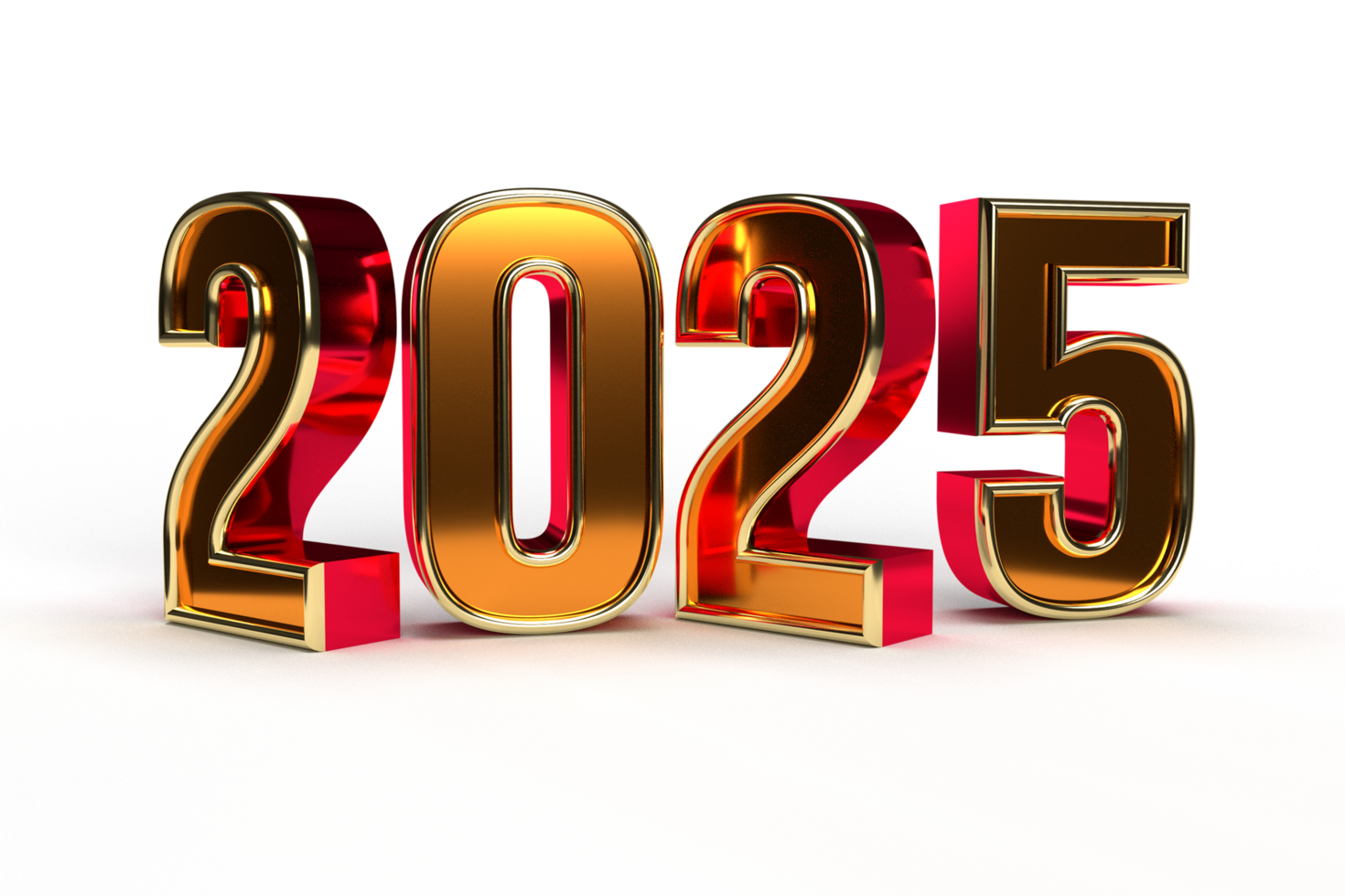 Happy New Year 2025 matel made 3d text png