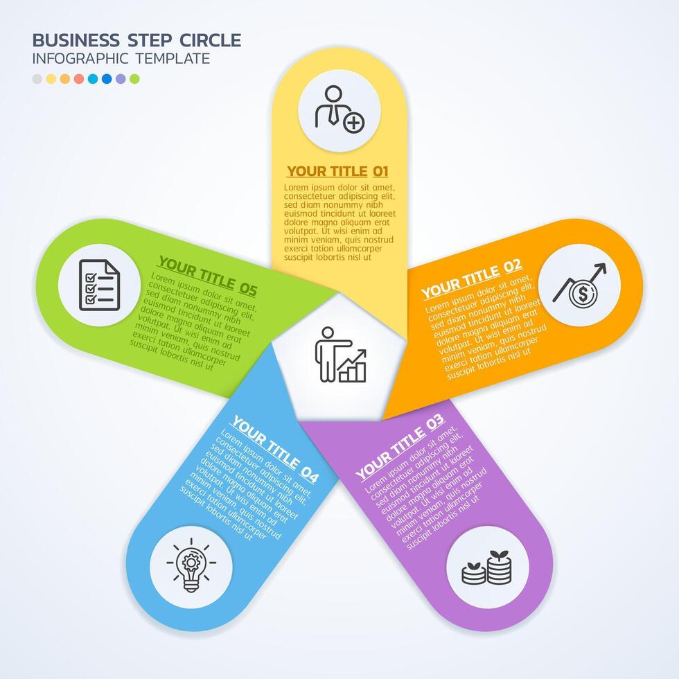 5 step business infographic diagram template vector
