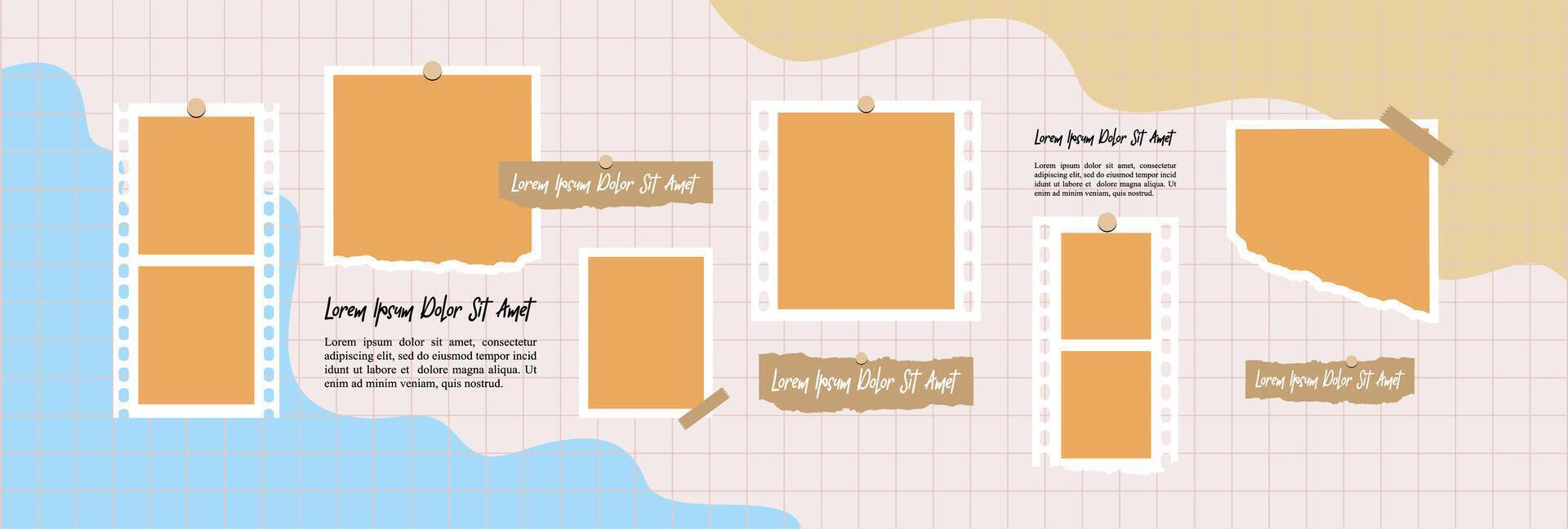 photos frame collage and digital photo wall vector