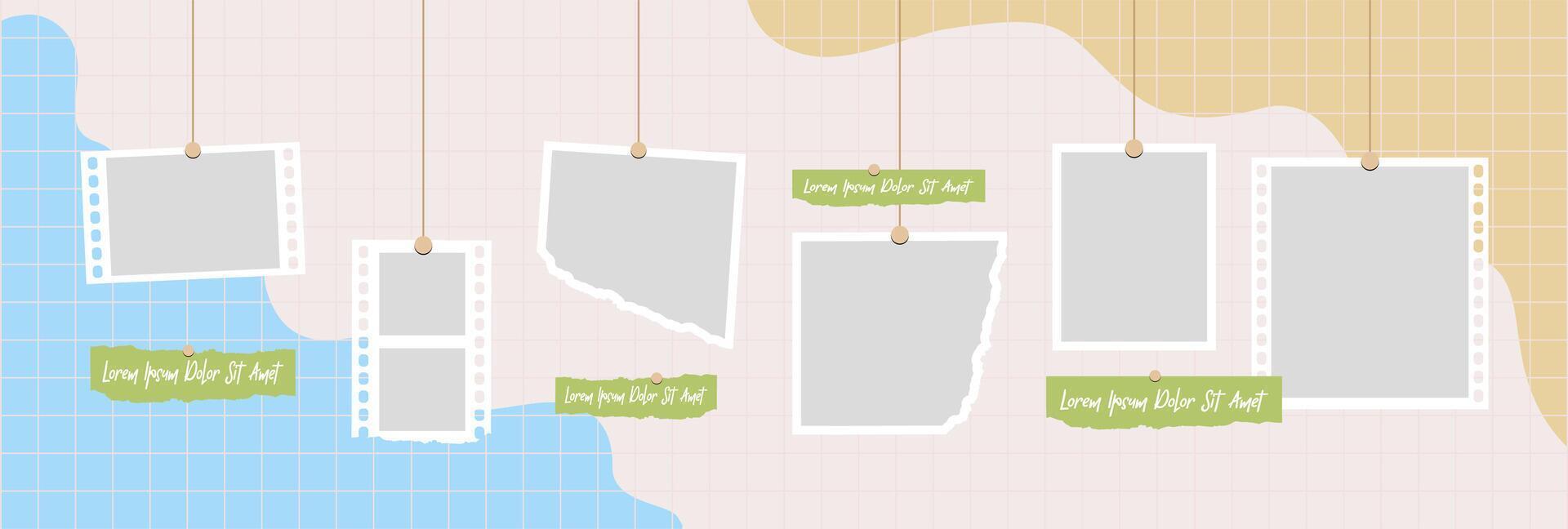 Photo frame collage concept vector