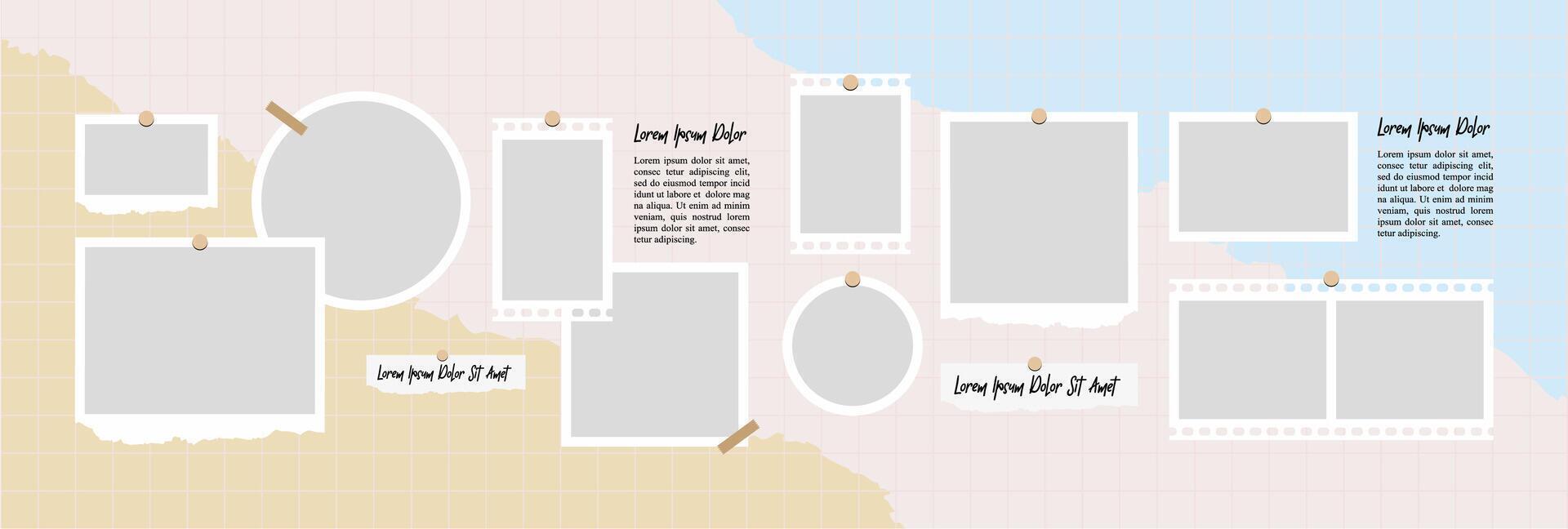 photo frame collage collection template design vector