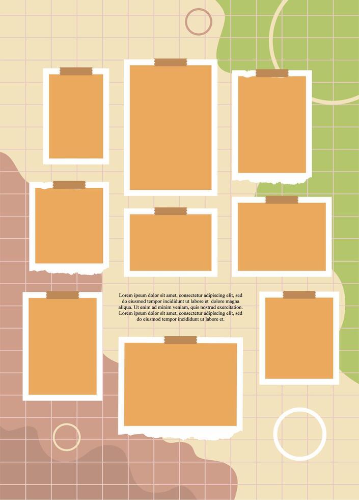 Pictures or photos frame collage, page grid layout abstract photo frames and digital photo wall template vector