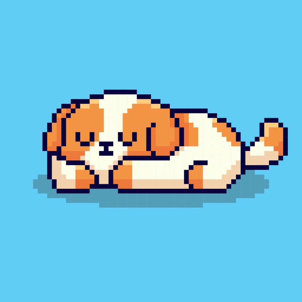 Pixel art Sleeping Dog game asset design vector