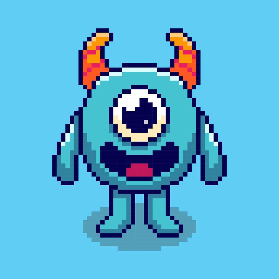 Pixel art Monster game asset design vector