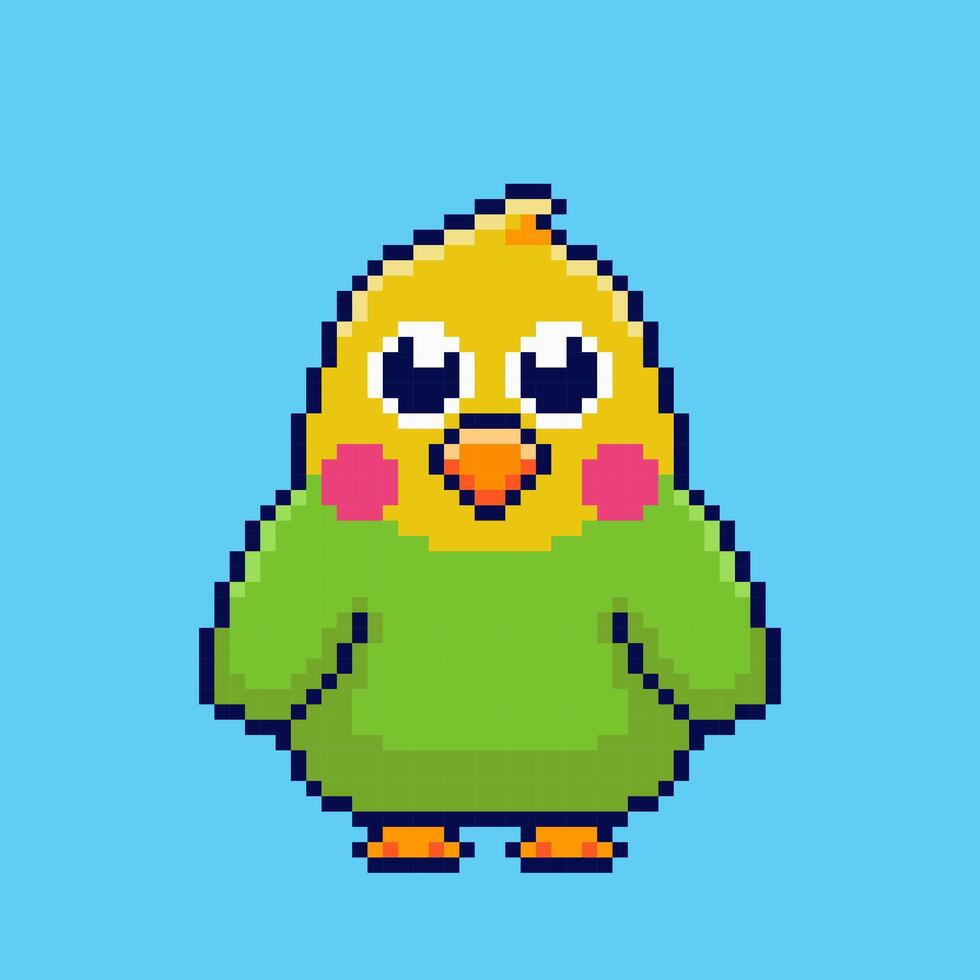 Pixel art Cute Parakeet game asset design vector