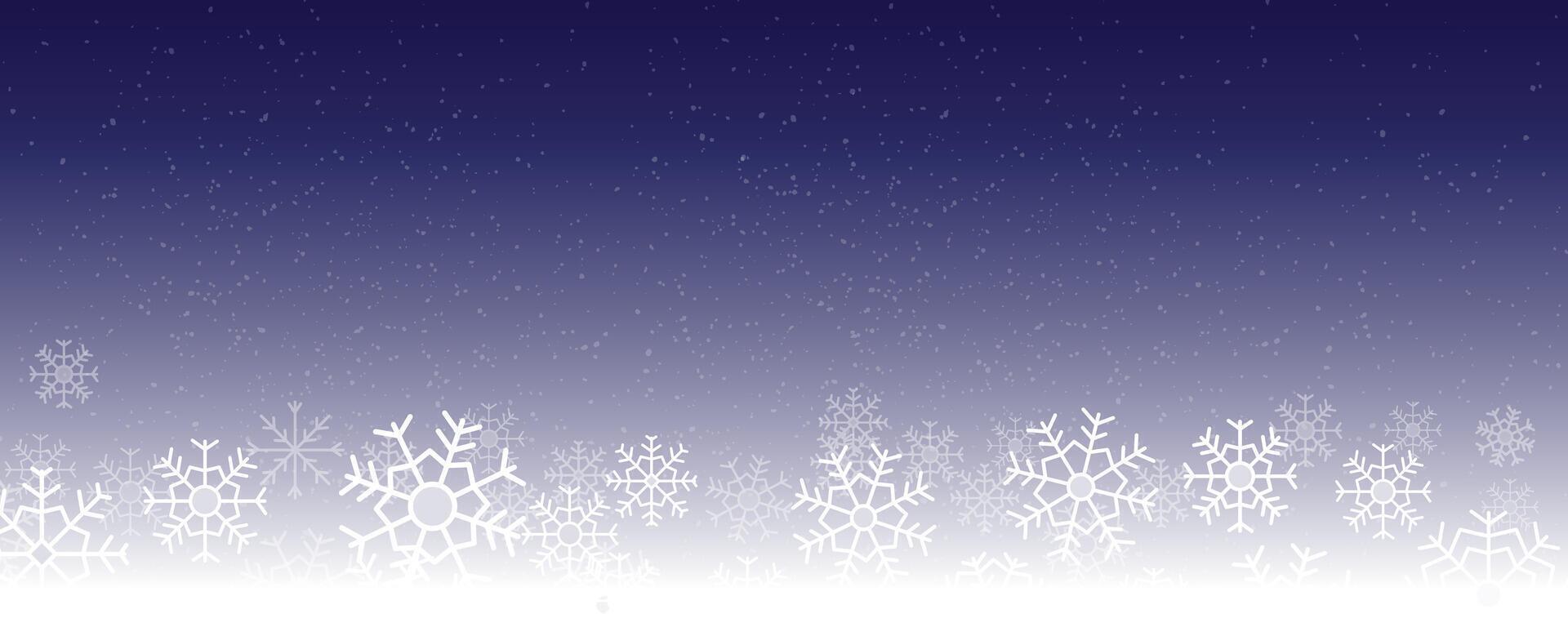 Simple snowflakes background at night. Snowfall weather white dark violet . vector