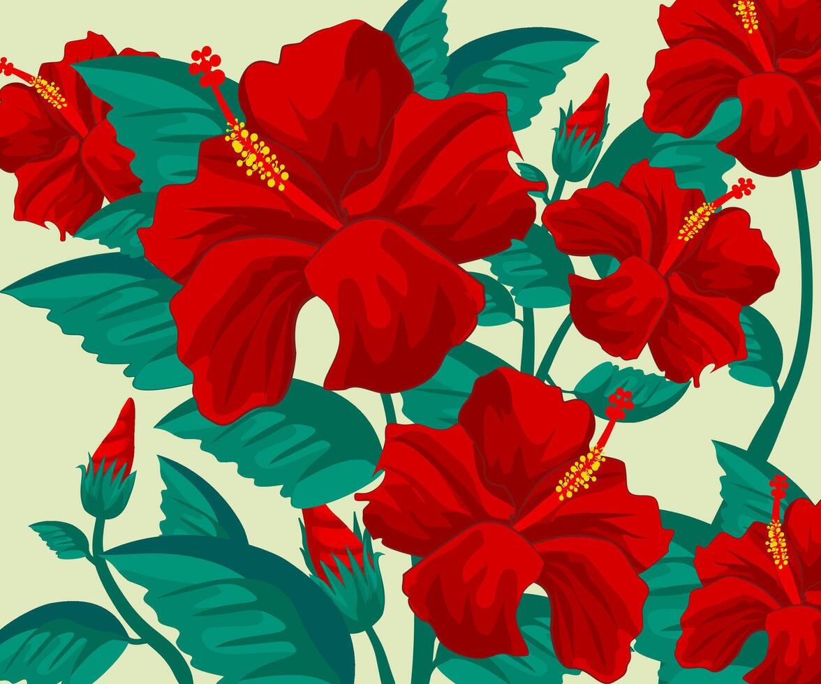 beautiful red hibiscus wallpaper vector
