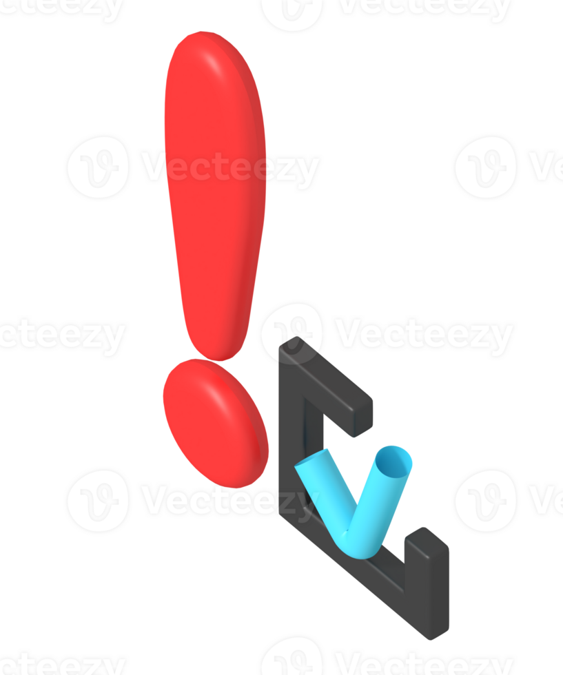 3D Warning Sign with Checkmark Illustration png