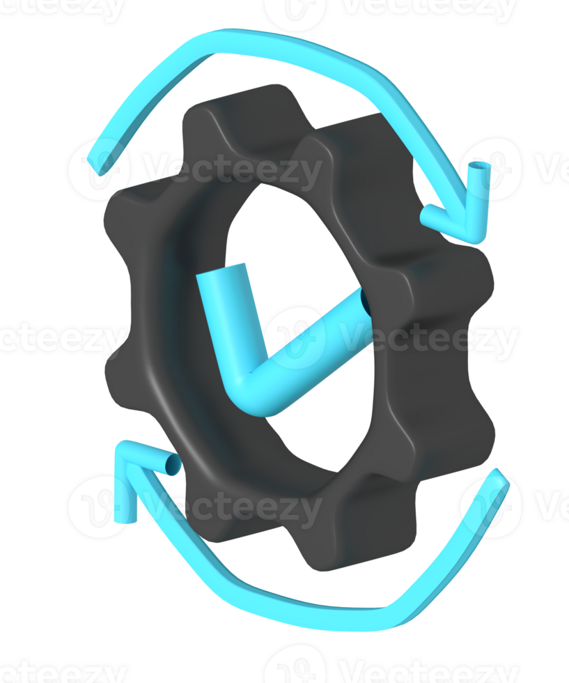 3D Gear Illustration with Circular Motion Design png