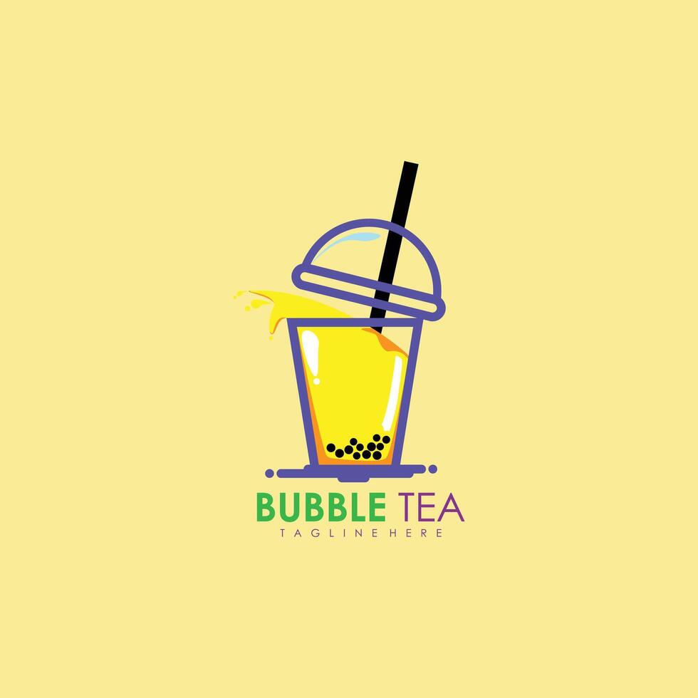 Bubble tea logo design vector